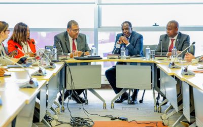 CS Cooperatives Wycliffe Ambetsa Oparanya in meeting with officials from the World Bank Group at the Delta Centre in Nairobi last year.