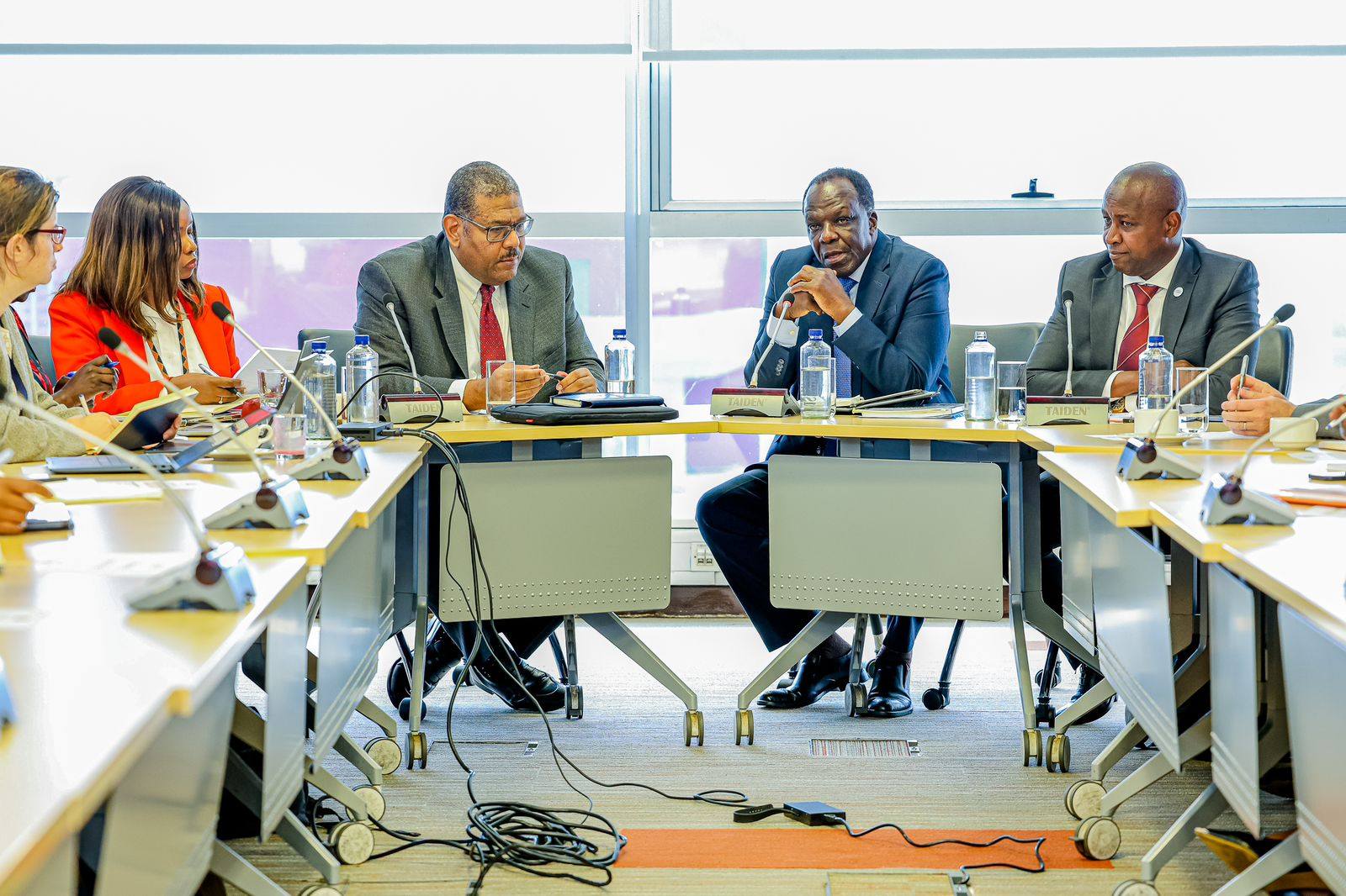 CS Cooperatives Wycliffe Ambetsa Oparanya in meeting with officials from the World Bank Group at the Delta Centre in Nairobi last year.
