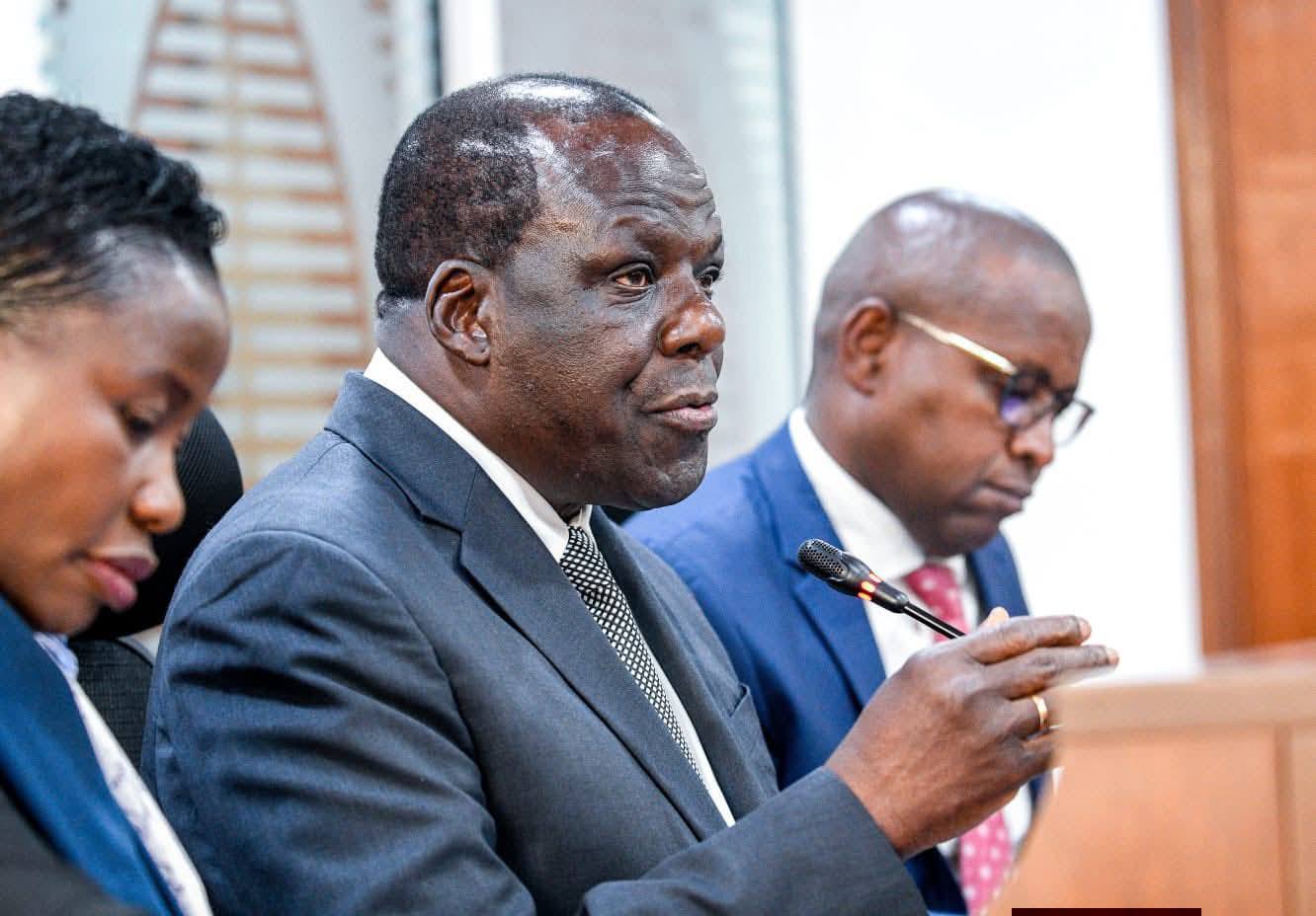 Cooperatives and MSMEs CS Wycliffe Oparanya before Members of the Committee on Trade, Industry and Cooperatives.