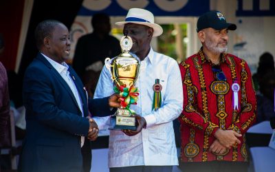 Bandari Sacco Board Chair, Ken Sungu, receiving award for Best Cooperative Movement ,Sacco Stand from President William Ruto at 2025 Mombasa ASK Show.