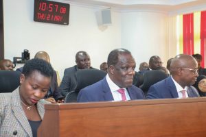 Cooperatives CS Wycliffe Oparanya (centre) alongside PSs Mang'eni