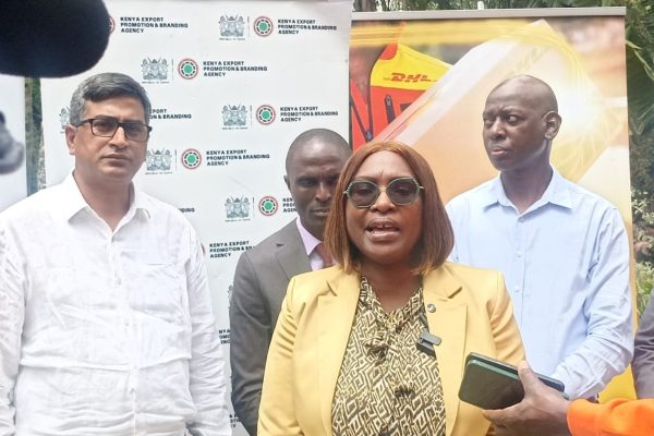 1 / 1 – Kenya Export Promotion and Branding Agency (Keproba) CEO Floice Mukabana speaking to the press after their forum on Wednesday..