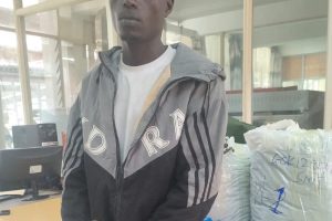 Suspect Caleb Wanyonyi Mukwenyi alias “Jay” after his arrest by DCI detectives in Nairobi following the recovery of 29 kilogrammes of cannabis valued at approximately Sh870,000 during an anti-narcotics operation along Waiyaki Way